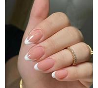 HaoTrade 30 Pcs French Tip False Nails White Tip-Almond Press on Nails, Oval Fake Nails with Nail Glue, Removable Full Cover Acrylic Fake Nails Medium for Women