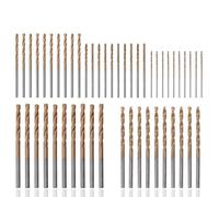 HaoTrade 50Pcs Titanium Coated Steel Twist Drill Bits, Mini Twist Drill Bit Set, Metal Drill Bit Kit, Round Shank High Speed Twists Drill bit Sets for Drilling Wood Plastic Copper Aluminum Alloy