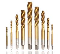 HaoTrade 9Pcs Titanium Spiral Flute Tap Set, HSS Thread Spiral Flute Metric Taps Set, Screw Tapping Bit Tool M2 M2.5 M3 M4 M5 M6 M8 M10 M12