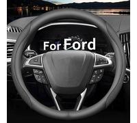 HAOTULE Customized car Steering Wheel Cover for Ford. Nappa Leather Ultra-Thin Fashion Steering Wheel Cover, Non-Slip Design, Ford auto Parts Interior Modification (Black)