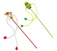 Haourlife Christmas Cat Toy Wand Set of 2 - Interactive Cat Teaser Wands with Snowman and Christmas Tree Designs, Holiday Cat Toys with Bells and Pom-Poms for Indoor Cats and Kittens