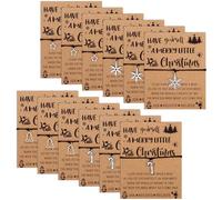 HAOWANWW 12 Pcs Christmas Wish Bracelet with Kraft Paper Blessing Card Adjustable Christmas Wish Bracelet Bulk for Women Men Kid Friend Family Classmate Xmas Gift Stocking Filler (Black