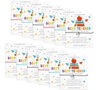 HAOWANWW 12 Pcs Thank You Teacher Bracelets Gift Apple Charm Wish Bracelet Appreciation Gifts Adjustable Good Luck Friendship Bracelet with Blessing Cards for Graduation End of Year Leaving Present