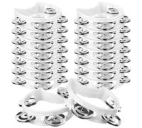 HAOWANWW 14 Pcs Half Moon Tambourine White Plastic Tambourines with Bells for Children Hand Held Baby Tambourine with 4Bells Percussion Instrument for Adult Kid Musician Singer Band Home School Party