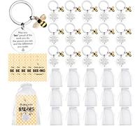 HAOWANWW 15 Set Thank You Keychain Gifts Keyring Employee Appreciation New Job Leaving Gifts Inspirational Keychain with Card Organza Bag for Women Men Nurse Teacher Staff