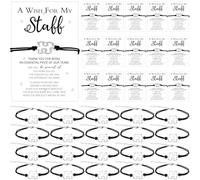 HAOWANWW 20 Set Staff Employee Appreciation Gifts Bulk Puzzle Bracelets with Thank You Cards Adjustable Wish Team Bracelets Personalized Friendship Bracelet for Coworker Staff Student Teacher