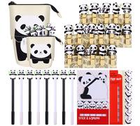 HAOWANWW 21 Pcs Panda Standing Pencil Case Set 8 Pcs Panda Pens Panda Pencil Pouch Case Panda Notepad Panda Stickers 10 Pcs Cute Wooden Panda Clips Panda Gifts for Girls Office School Supplies
