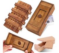 HAOWANWW 3 Pack Wooden Secret Puzzle Box with Hidden Compartment - 3D Brain Teaser Magic Drawers Puzzle Case Age 14+ for Adult and Kid