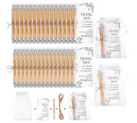 HAOWANWW 30 Sets Thank You Gifts Employee Appreciation Gifts Bulk with Inspirational Personalised Bamboo Ballpoint Pens Thank You Cards Organza Bags Twine for Colleagues Office Teacher Nurse Volunteer