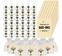 HAOWANWW 36 Set Bee Employee Appreciation Gifts Thank You Teacher Gifts New Job Retirement Gifts Inspirational Bee Keychain Bulk with Thank You Card Bag Gift for Women Men Teacher Worker Staff