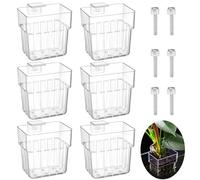 HAOWANWW 6 Pcs Clear Aquarium Plant Holder Top Hanging Fish Tank Plant Pot Aquarium Plant Basket with Hook Top Aquarium Plant Cup Aquatic Plant Holder Aquarium Decor for Aquaponic Plant Cultivation