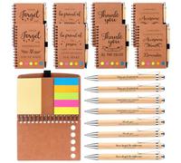 HAOWANWW 8Pcs Thank You Appreciation Gift Inspirational Journal Notebook Thank You Gifts Spiral Notebook with Sticky Note Bamboo Ballpoint Pen Employee Appreciation Gifts for Colleague Employee