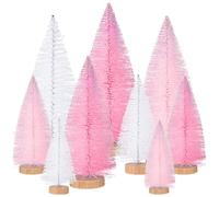 HAOWANWW 9Pcs Mini Bottle Brush Trees with Wood Base | 3 Styles & Sizes | Snow Frosted Fir Trees for DIY Crafts, Fairy Gardens, Winter Decor
