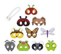 Haowul 10pcs Spring Bugs Paper Masks with Elastic Cords,Spring Time Insect and Bug Theme Dress-up Party Birthday Accessory Favor Supplies