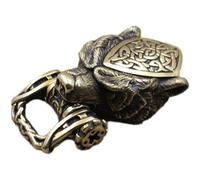 Haowul 1pc Antique Brass Bear Head Bead Diy Accessories Paracord Keychain Bead Brass Charms Bracelet Lanyard Bead
