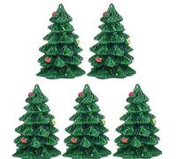 Haowul 5 Pcs Mini Christmas Tree Resin Christmas Ornaments, Mini Christmas Tree Figures Miniature Pendant Decoration Diy Crafts Cake Decor
