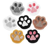 Haowul 7pcs Paw Print Embroidery Patches Cat Paw Iron on Patches Cute Paw Sew on Applique Badge for Clothes Backpack Shoes Hat Dress