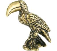 Haowul Antique Brass Parrot Small Statue Ornament Cute Animal Bird Figurines Miniatures Decorations Crafts Home Decors Accessories Gift