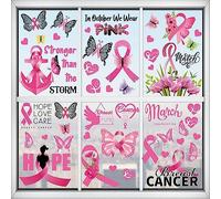 Haowul Breast Cancer Awareness Window Clings Breast Cancer Decal Stickers Pink Ribbon Window Stickers Vinyl Decal Sticker for Car Home Window Decoration