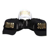 Haowul Bride Mesh Hat Bachelorette Party Decorations Bride Baseball Cap Gold Letters Printed Squad Decoration Party
