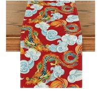 Haowul Chinese Dragon Table Runner Lunar New Year Table Runner Red Table Cloth for Home Party Spring Festival Table Decoration