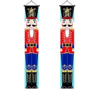 Haowul Christmas Decorations Nutcracker Soldier Banner Xmas Porch Front Door Sign Welcome Banner for Wall Home Party Decor Christmas Decorations Indoor Outdoor