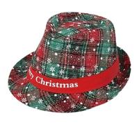 Haowul Christmas Jazzy Hat Checked Print Hat Santa Claus Cap for Holiday Celebrations Festival Costume Party Accessory Headwear