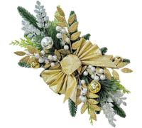 Haowul Christmas Stairway Swag Trim, Prelit Stairway Wreath with Pinecones&bowknot Artificial Teardrop Swag for Christmas Party Stair Front Door Decoration