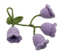 Haowul Crochet Bluebell Flower Pendant Hand Knitted Pendant Artificial Flowers Key Pendant Cotton Knitting Hanging Ornament
