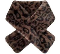 Haowul Cute Thicken Warm Leopard Print Pull-through Women's Winter Collar Scarf Neck Warmer Rectangle Fluffy