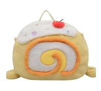 Haowul Cutecore Backpack Kawaii Swiss Roll Cake Daypack Cute Food Shaped Sweet Novelty Soft Round Furry Fluffy Bag
