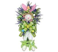 Haowul Easter Bunny Wreath Decorations Simulation Plants Door Hanging Decorations Artificial Easter Bunny Foliage Wreath for Front Door