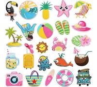 Haowul Embroidered Patches 23pcs Hawaii Beach Embroidery Applique Patches Summer Style Sew on Patches for T-shirt Jean Clothes Bag