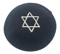 Haowul Jewish Cap 16cm Magen David Star Embroidered Kippah Cotton Yarmulke Beanies Hat Round Skull Cap Classic Israel Hat