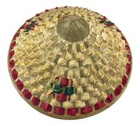 Haowul Kids Bamboo Straw Cone Hat - Traditional Asian Style - Sun Protection, Adjustable, Breathable - Unisex Youth - Spring/Summer