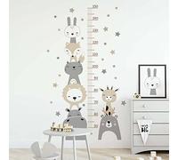 Haowul Kids Height Chart Wall Decal Cute Animals Growth Measurement Wall Sticker Removable Diy Mural Decor for Kids Bedroom Nursery