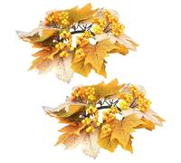 Haowul Maple Leaf Candle Ring 2pcs Simulated Maple Leaf Candlestick Autumn Fall Candle Ring Decorative Candle Wreaths Rings