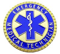 Haowul Medical Star of Life Caduceus Pin Badge, Round Blue Ambulance Paramedic Symbol Brooch Badge Lapel Pin for Doctor Nurse
