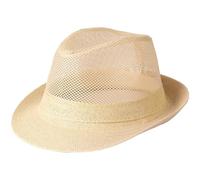 Haowul Men Straw Fedoras Summer Trilby Hat Vintage Mesh Panama Sun Hat Short Brim Beach Travel Hat British Jazz Hat Outdoor Bucket
