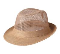Haowul Men Straw Fedoras Summer Trilby Hat Vintage Mesh Panama Sun Hat Short Brim Beach Travel Hat British Jazz Hat Outdoor Bucket