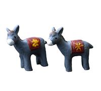 Haowul Mini Donkey Figurine 2pcs Miniature Animals Statues Ornament for Fairy Garden Dollhouse Decoration