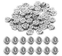 Haowul Religious Spacer Beads 50pcs Charms Jewelry Making Accessories Antique Alloy Loose Beads for Diy Necklace Bracelet Bangles Keychains