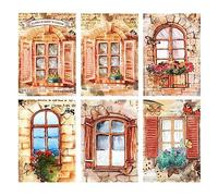 Haowul Scrapbook Material Pack - Vintagedoor Window Landscaping Paper Map Art Paper Pack for Junk Journaling Journals Article Collection Decoration