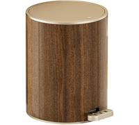 Haowul Waste Paper Bin Modern Wooden Paper Basket, Retro Trash Can Round Litter Box Small Trash Can Garbage Bin Container with Lid