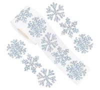 Haowul Winter Snowflake Stickers Roll Silver Stickers Xmas Waterproof Self-adhesive Decals for Envelope Journal Decor Party Supplies