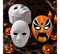HAOXIZI 12 Pcs DIY White Paper Masks Blank Face Masks to Decorate Masquerade Mask Pulp Blank Mask for Painting Full Face Mask for Carnival Cosplay Halloween Christmas Dance Party