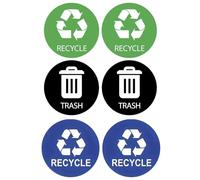 HAOXIZI 6 Pcs Recycle Sign Sticker, Self-Adhesive Recycling Stickers, Bin Stickers, 5x5 Inch, Trash Can Decal, Ideal Recycling Signs for Indoor Outdoor Home, Office (Black, Blue and Green)