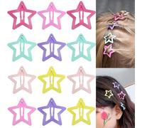 Haoyaru 12 piece star shaped anti slip baby colored cute metal hair clip and mini snap clip hair clip, suitable for baby girls and children (6 colors)