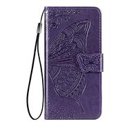 HAOYE Case for DOOGEE Note 59 / Note 59 Pro Case Wallet, Butterfly Embossed PU/TPU Leather Magnetic flip Cover with Wallet/Holder [Flip Stand/Card Slot]. Dark Purple