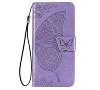 HAOYE Case for Huawei Honor 400 Lite 5G Case Wallet, Butterfly Embossed PU/TPU Leather Magnetic flip Cover with Wallet/Holder [Flip Stand/Card Slot]. Purple
